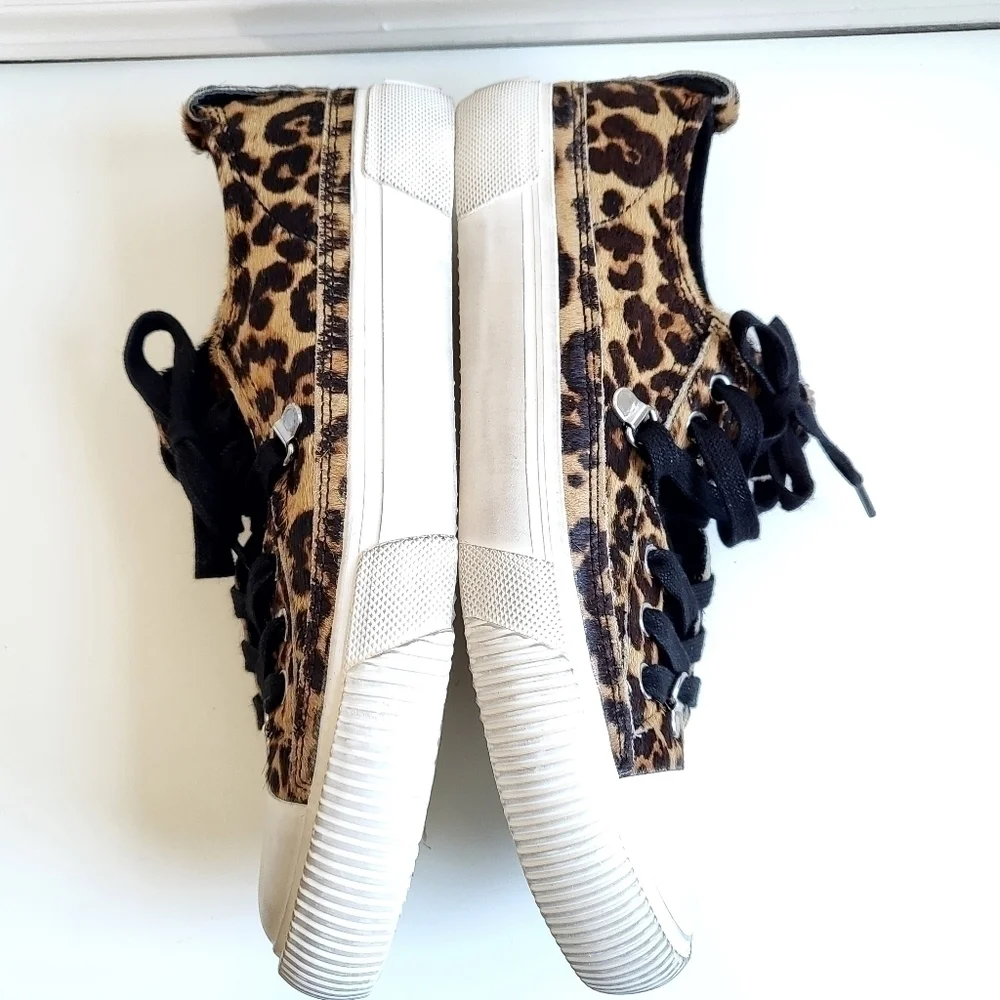 New ALL SAINTS Jazmin Haircalf Leopard Print Sneakers New With Box 9 US/40 EU